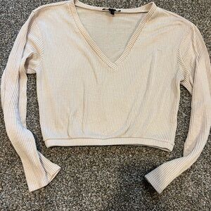 Forever 21 Cream Ribbed Crop Top